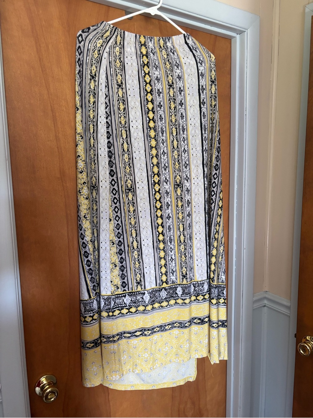 Cato Yellow, Black and White Striped Maxi Skirt